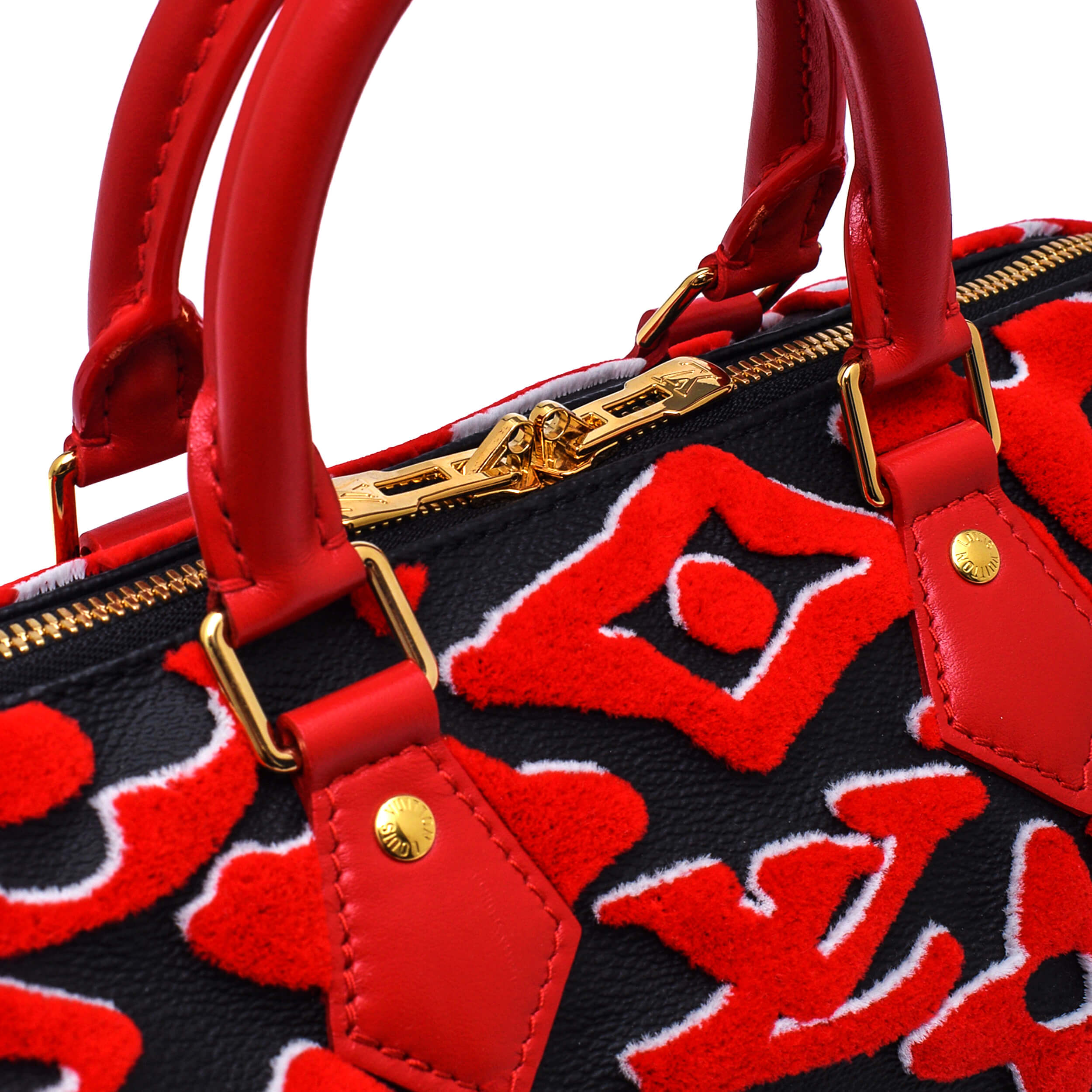 Louis Vuitton x Urs Fischer - Black & Red Monogram Speedy Bandouliere 25 Bag